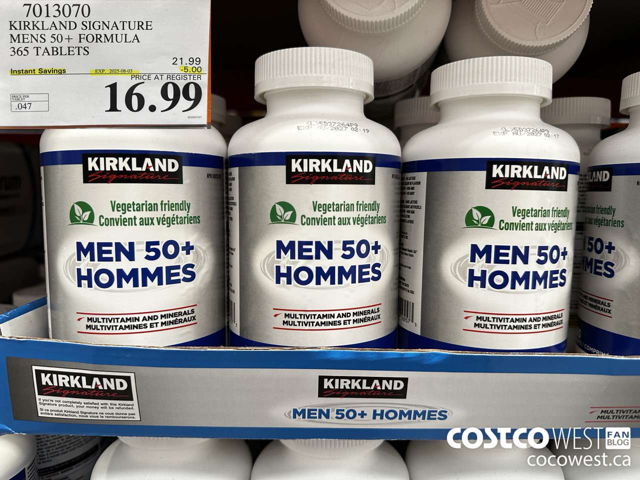 7013070 KS MENS 50+ MULTIVITAMIN & MINERAL 365 TABLETS ($5.00 INSTANT SAVINGS EXPIRES ON 2025-08-03) $16.99