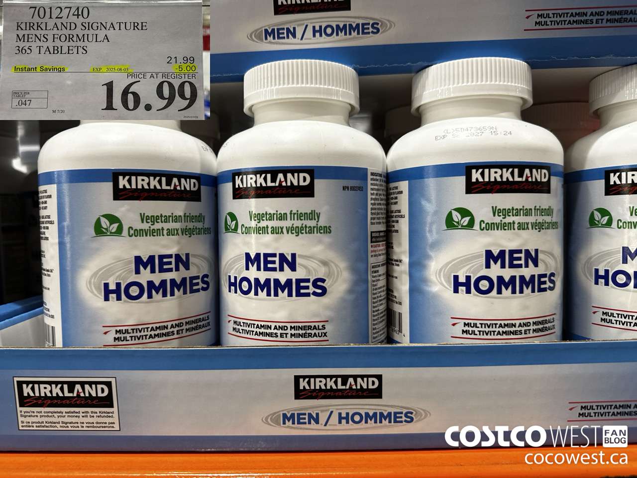 7012740 KS MEN MULTIVITAMIN & MINERAL 365 TABLETS ($5.00 INSTANT SAVINGS EXPIRES ON 2025-08-03) $16.99