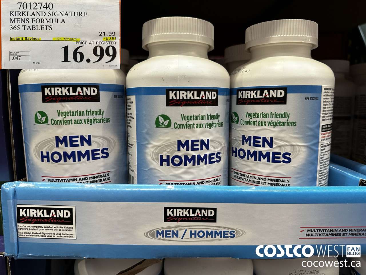 7012740 KS MEN MULTIVITAMIN & MINERAL 365 TABLETS ($5.00 INSTANT SAVINGS EXPIRES ON 2025-08-03) $16.99