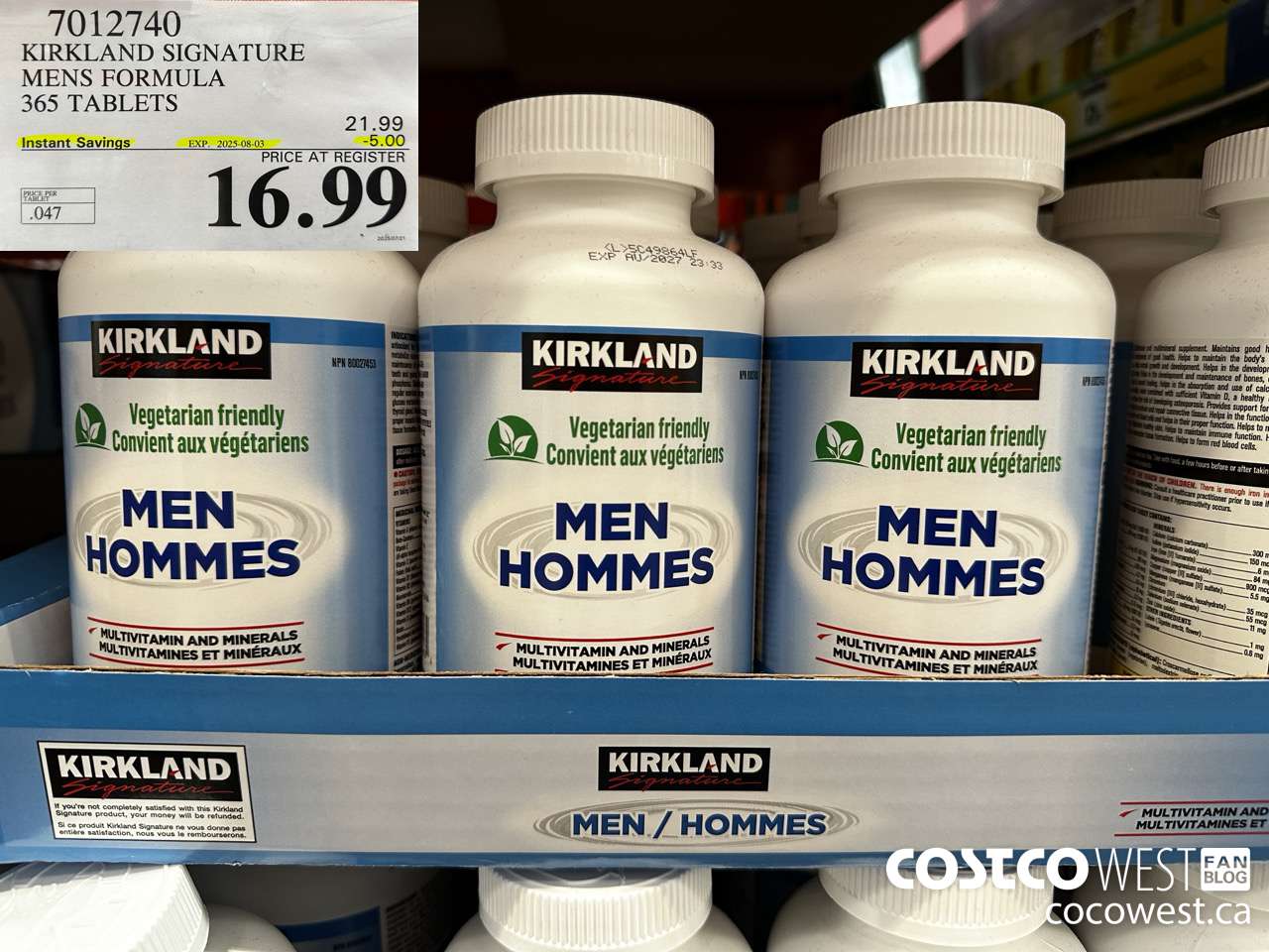 7012740 KS MEN MULTIVITAMIN & MINERAL 365 TABLETS ($5.00 INSTANT SAVINGS EXPIRES ON 2025-08-03) $16.99