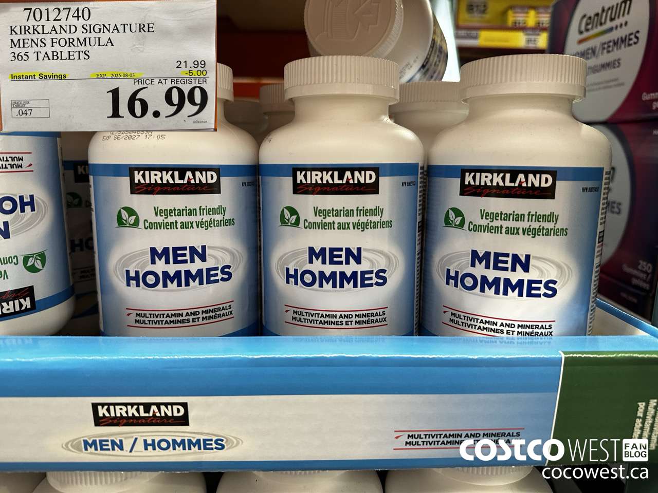 7012740 KS MEN MULTIVITAMIN & MINERAL 365 TABLETS ($5.00 INSTANT SAVINGS EXPIRES ON 2025-08-03) $16.99