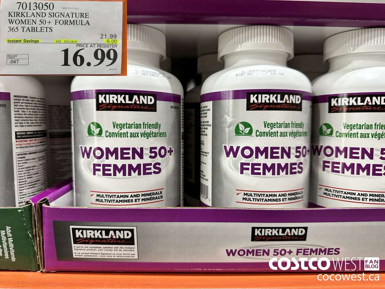 7013050 KS WOMEN 50+ MULTIVITAMIN & MINERAL 365 TABLETS  ($5.00 INSTANT SAVINGS EXPIRES ON 2025-08-03) $16.99