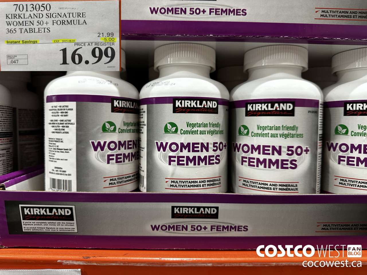7013050 KS WOMEN 50+ MULTIVITAMIN & MINERAL 365 TABLETS  ($5.00 INSTANT SAVINGS EXPIRES ON 2025-08-03) $16.99