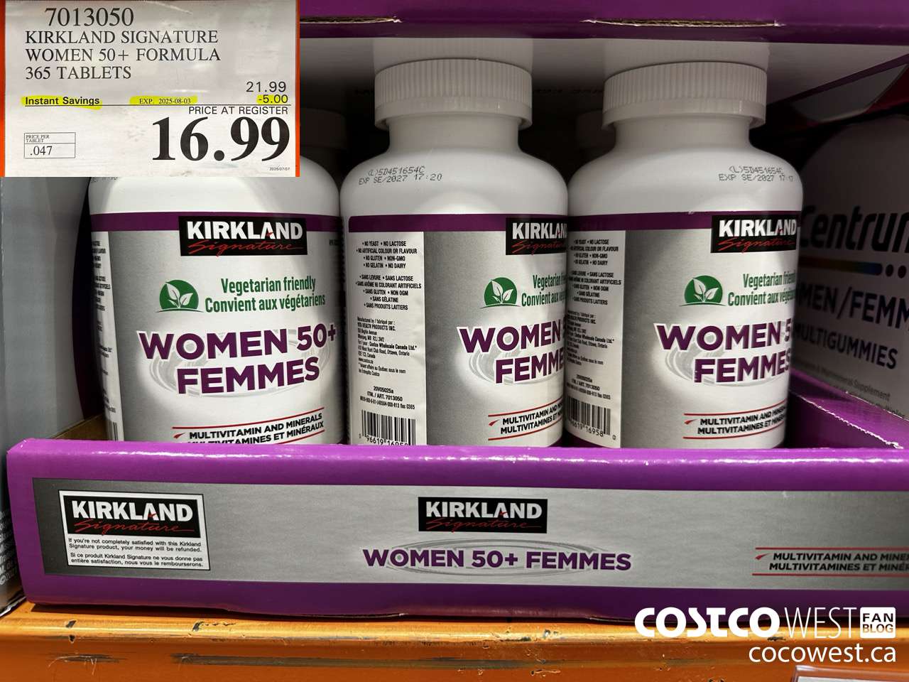 7013050 KS WOMEN 50+ MULTIVITAMIN & MINERAL 365 TABLETS  ($5.00 INSTANT SAVINGS EXPIRES ON 2025-08-03) $16.99