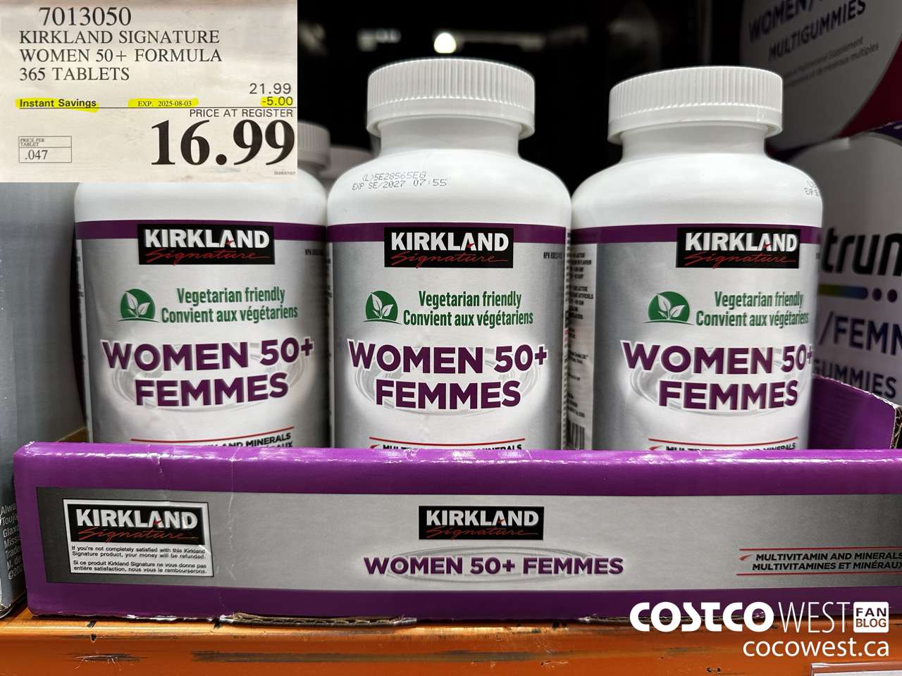 7013050 KS WOMEN 50+ MULTIVITAMIN & MINERAL 365 TABLETS  ($5.00 INSTANT SAVINGS EXPIRES ON 2025-08-03) $16.99