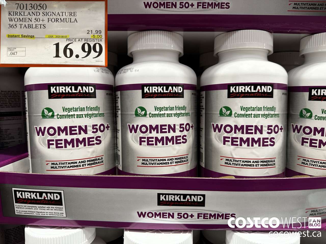 7013050 KS WOMEN 50+ MULTIVITAMIN & MINERAL 365 TABLETS  ($5.00 INSTANT SAVINGS EXPIRES ON 2025-08-03) $16.99