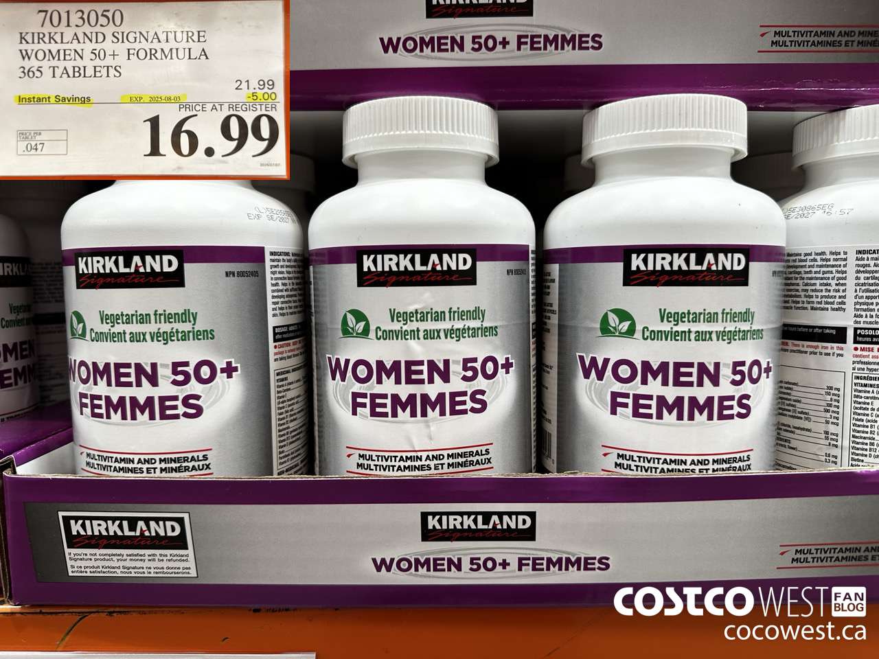 7013050 KS WOMEN 50+ MULTIVITAMIN & MINERAL 365 TABLETS  ($5.00 INSTANT SAVINGS EXPIRES ON 2025-08-03) $16.99
