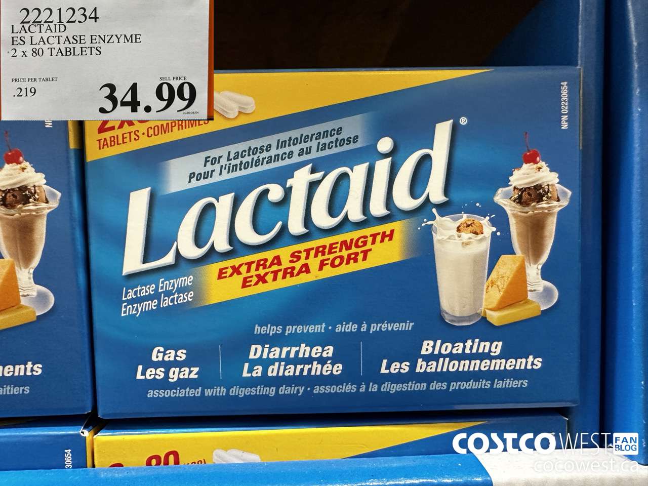 2221234 LACTAID ES LACTASE ENZYME 2 X 80 TABLETS $34.99