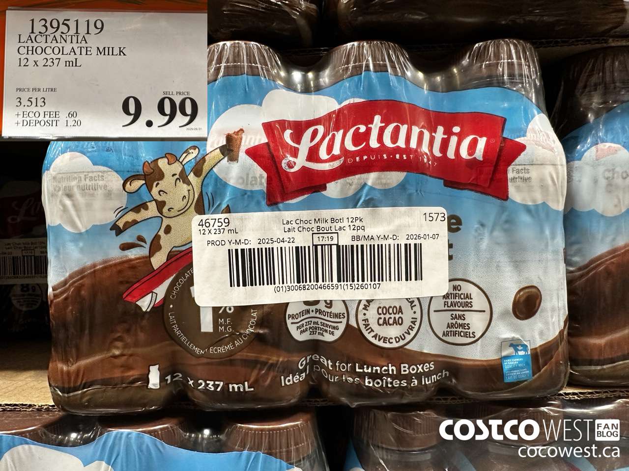 1395119 LACTANTIA CHOCOLATE MILK 12 x 237 mL $9.99