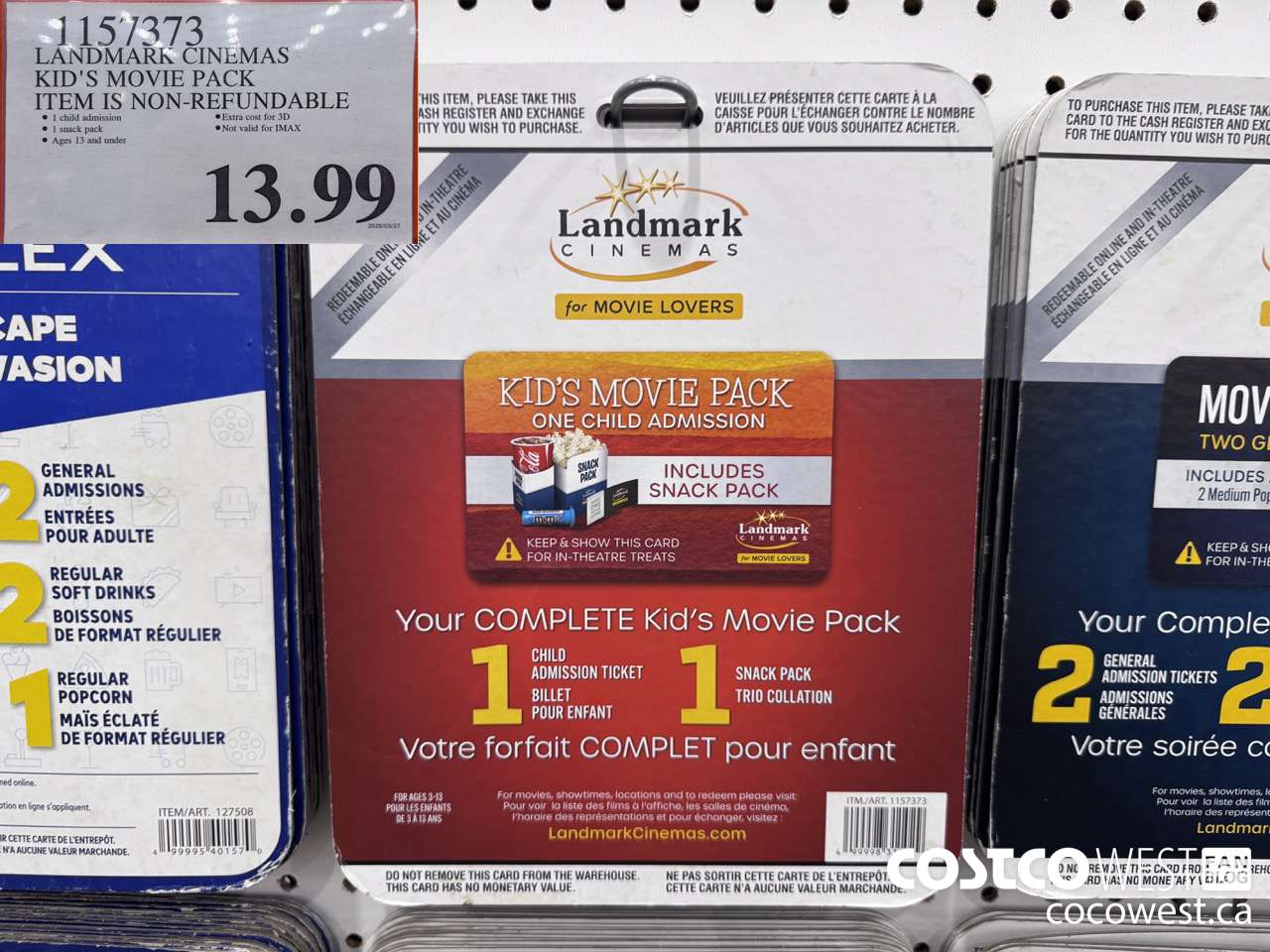 1157373 LANDMARK CINEMAS KID'S MOVIE PACK $13.99