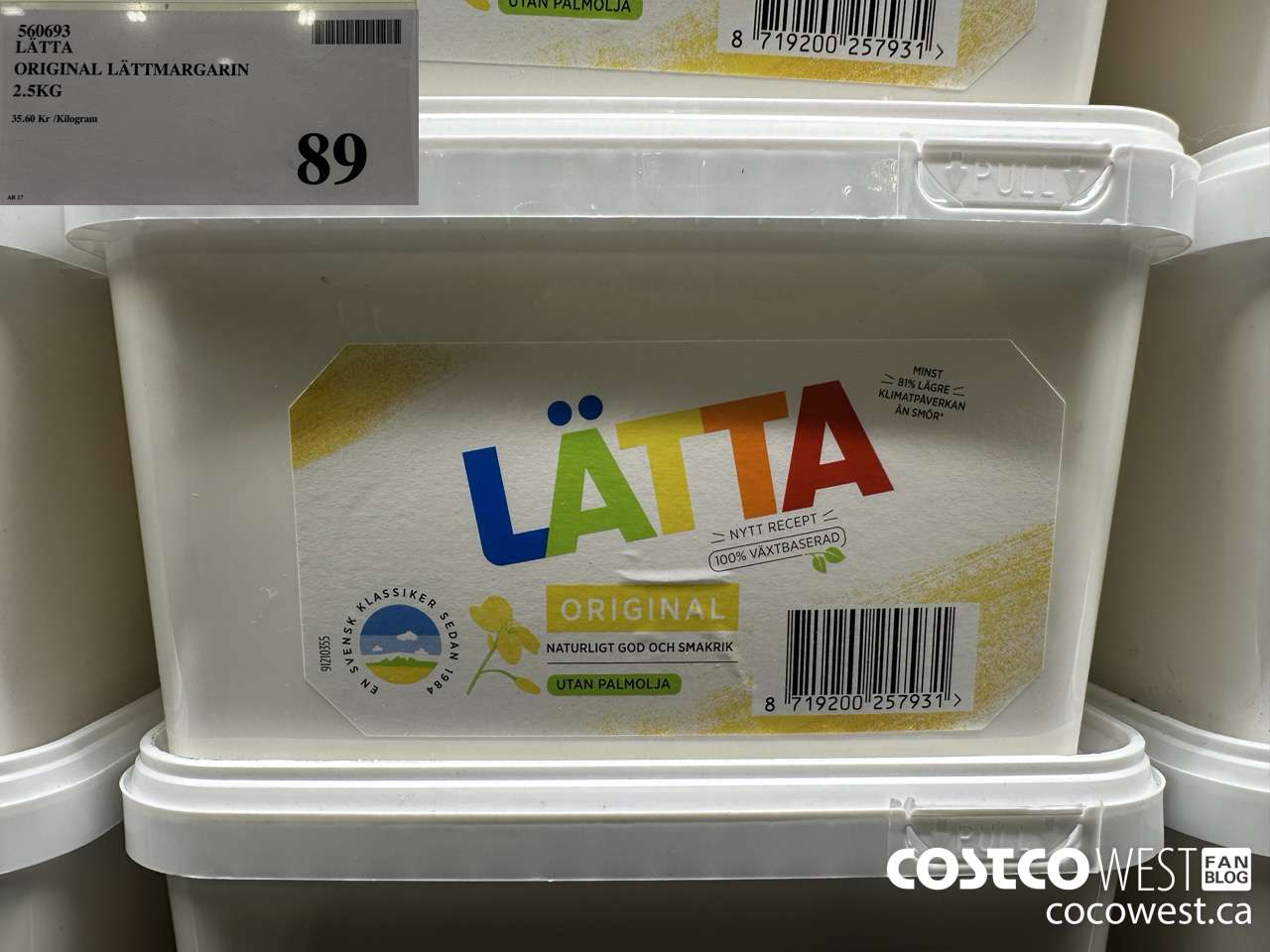 560693 LATTA ORIGINAL LATTMARGARIN 2.5KG $89.00