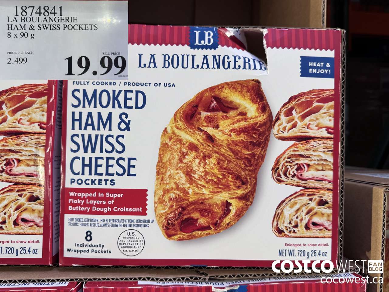 1874841 LA BOULANGERIE HAM & SWISS POCKETS 8 X 90G $19.99