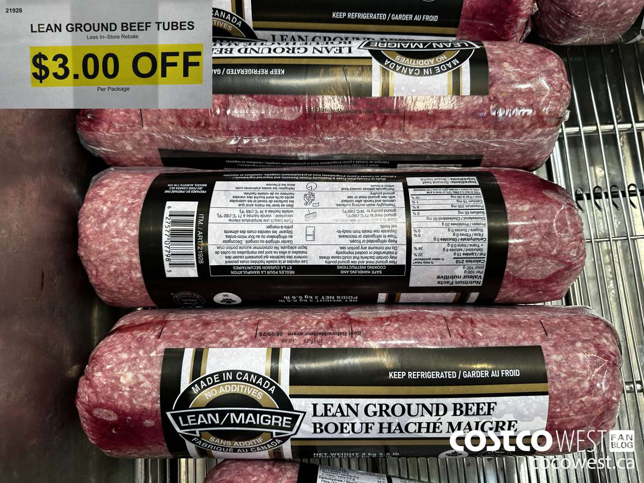 21928 LEAN GROUND BEEF TUBES ($3.00 INSTANT SAVINGS)