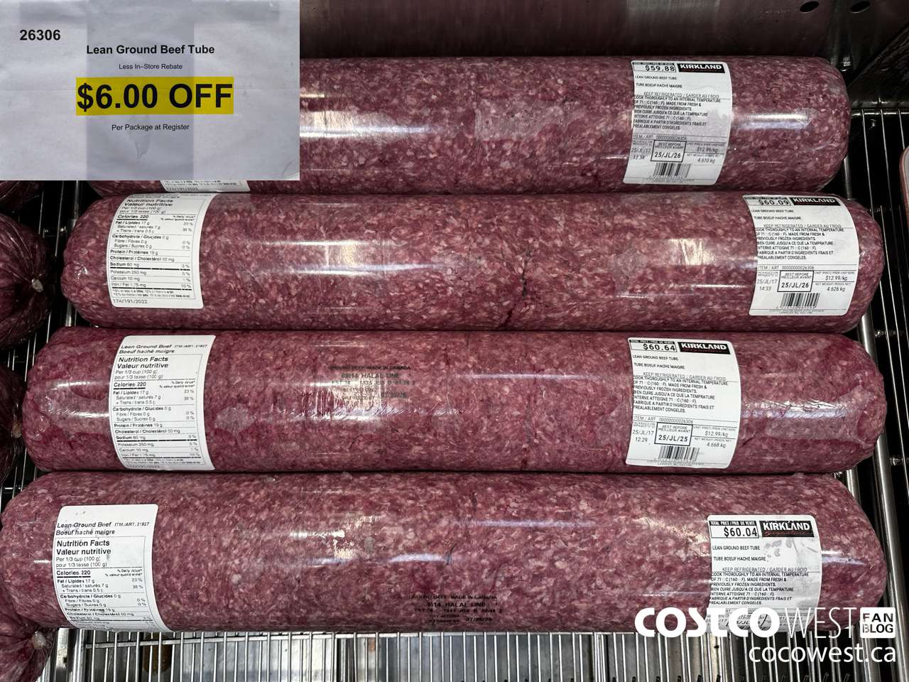 26306 LEAN GROUND BEEF TUBE ($6.00 INSTANT SAVINGS)