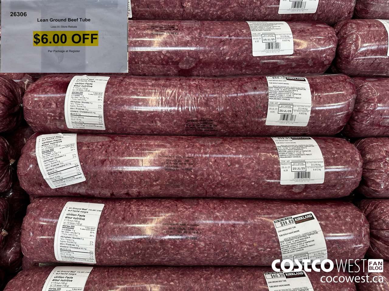 26306 LEAN GROUND BEEF TUBE ($6.00 INSTANT SAVINGS)