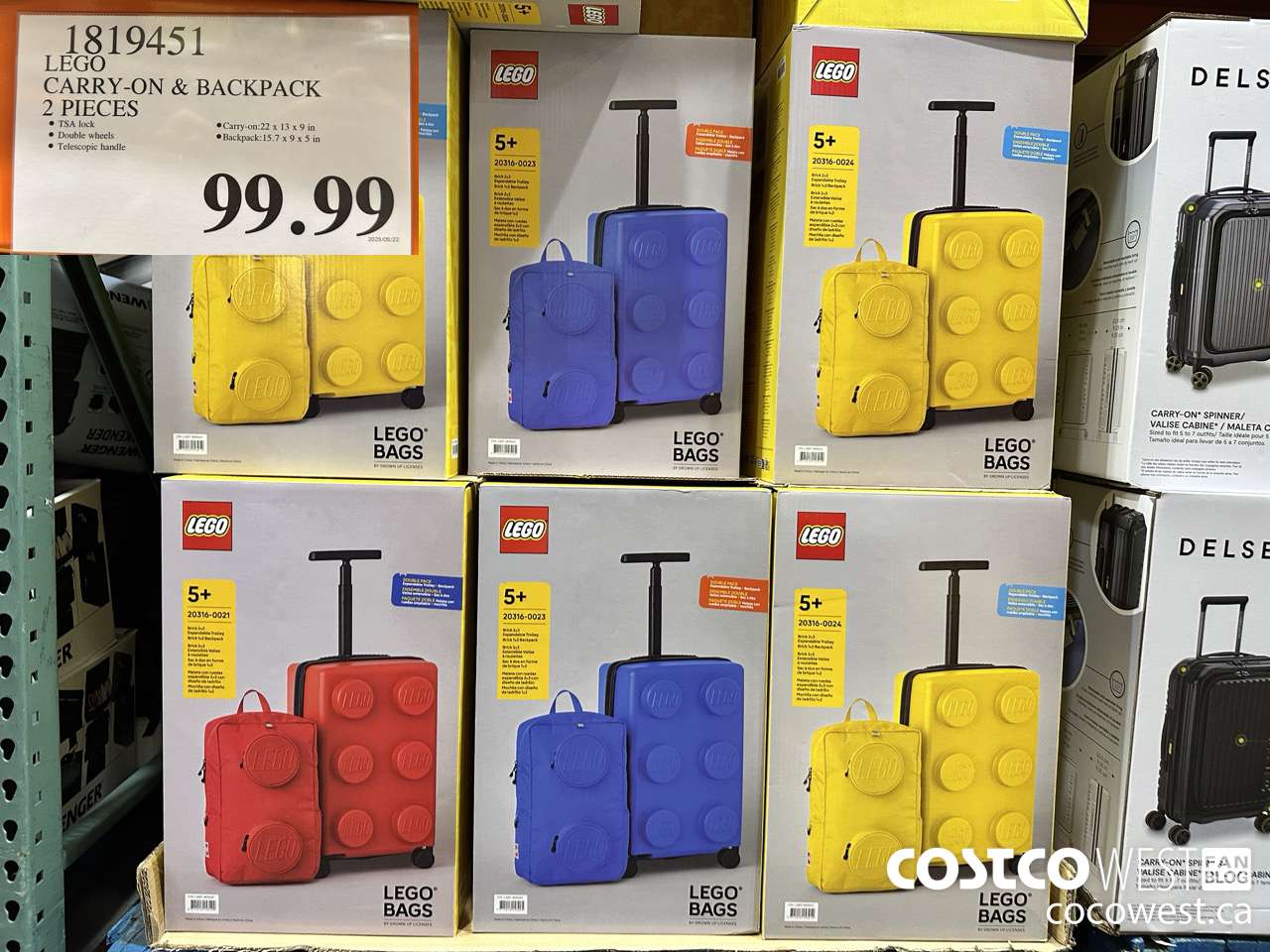 1819451 LEGO TROLLEY CARRY ON & BACKPACK $99.99