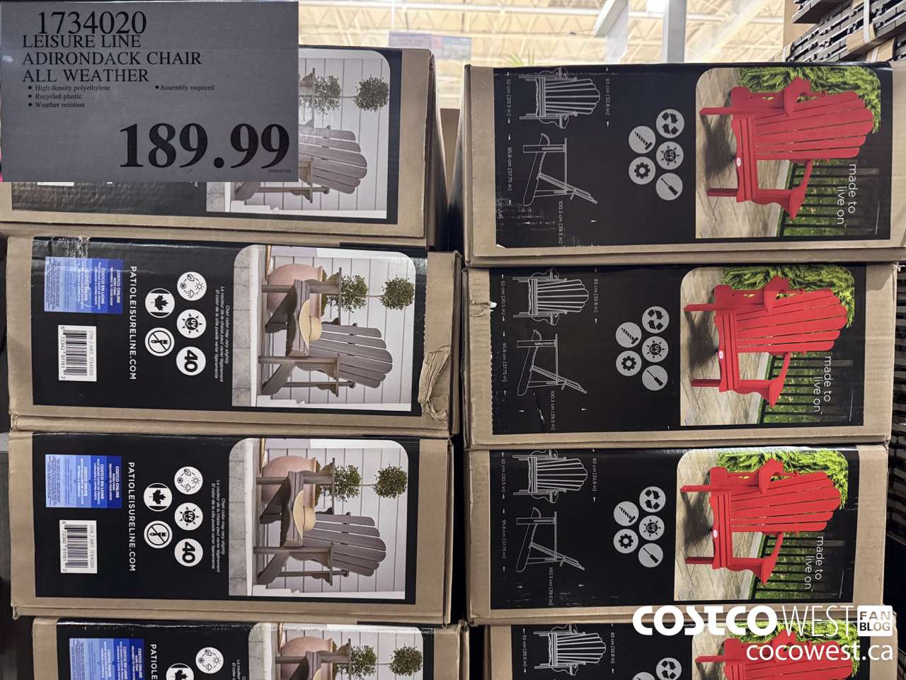 1734020 LEISURE LINE ADIRONDACK CHAIR ALL WEATHER $189.99