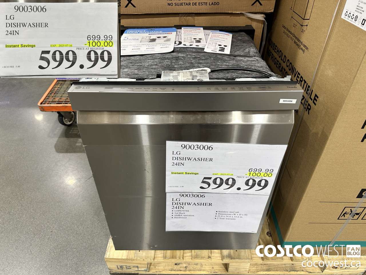 9003006 LG DISHWASHER 24IN ($100.00 INSTANT SAVINGS EXPIRES ON 2025-07-16) $599.99