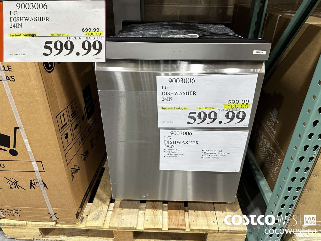 9003006 LG DISHWASHER 24IN ($100.00 INSTANT SAVINGS EXPIRES ON 2025-07-16) $599.99
