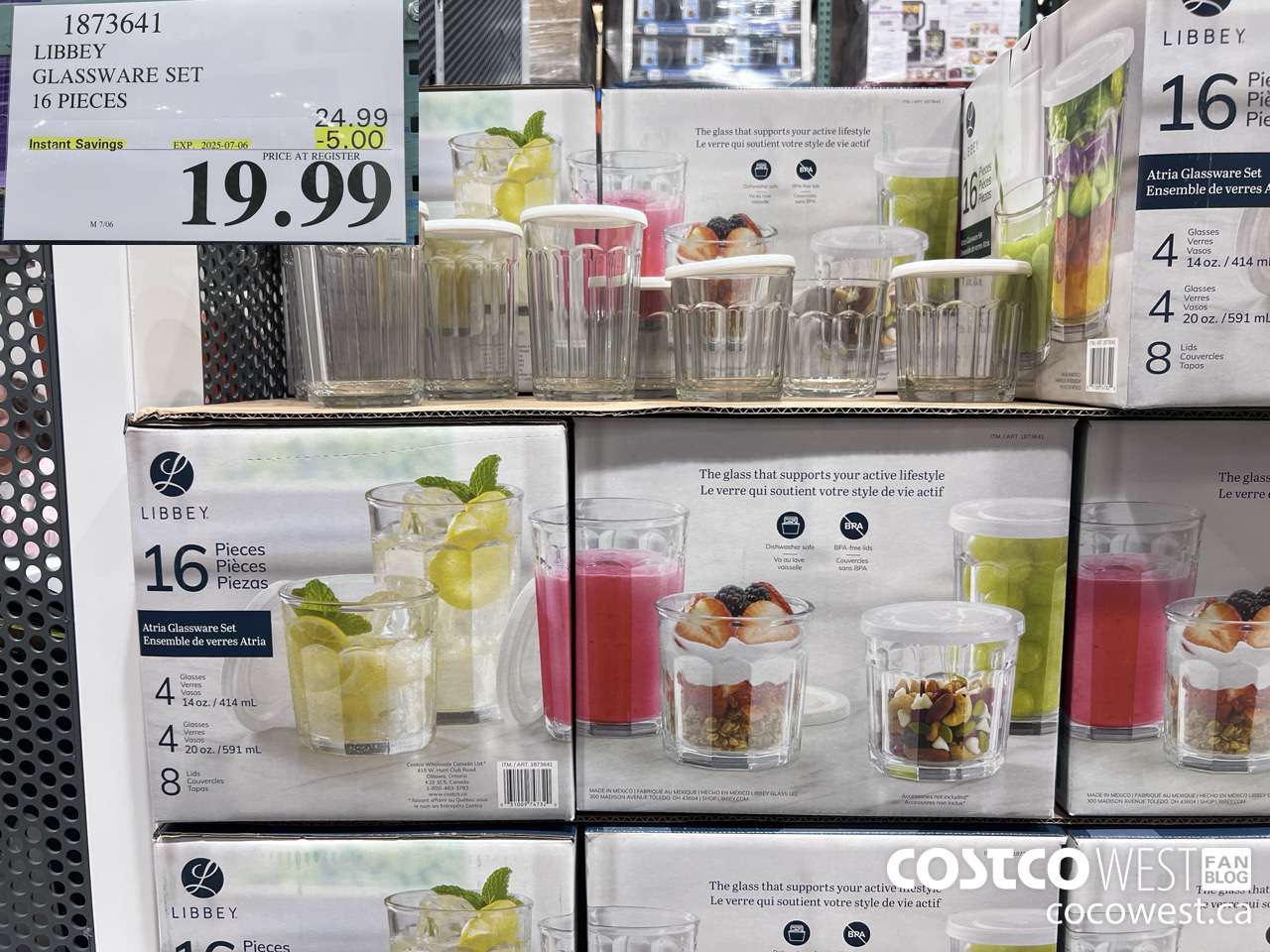 1873641 LIBBEY GLASSWARE SET 16 PIECES ($5.00 INSTANT SAVINGS EXPIRES ON 2025-07-06) $19.99