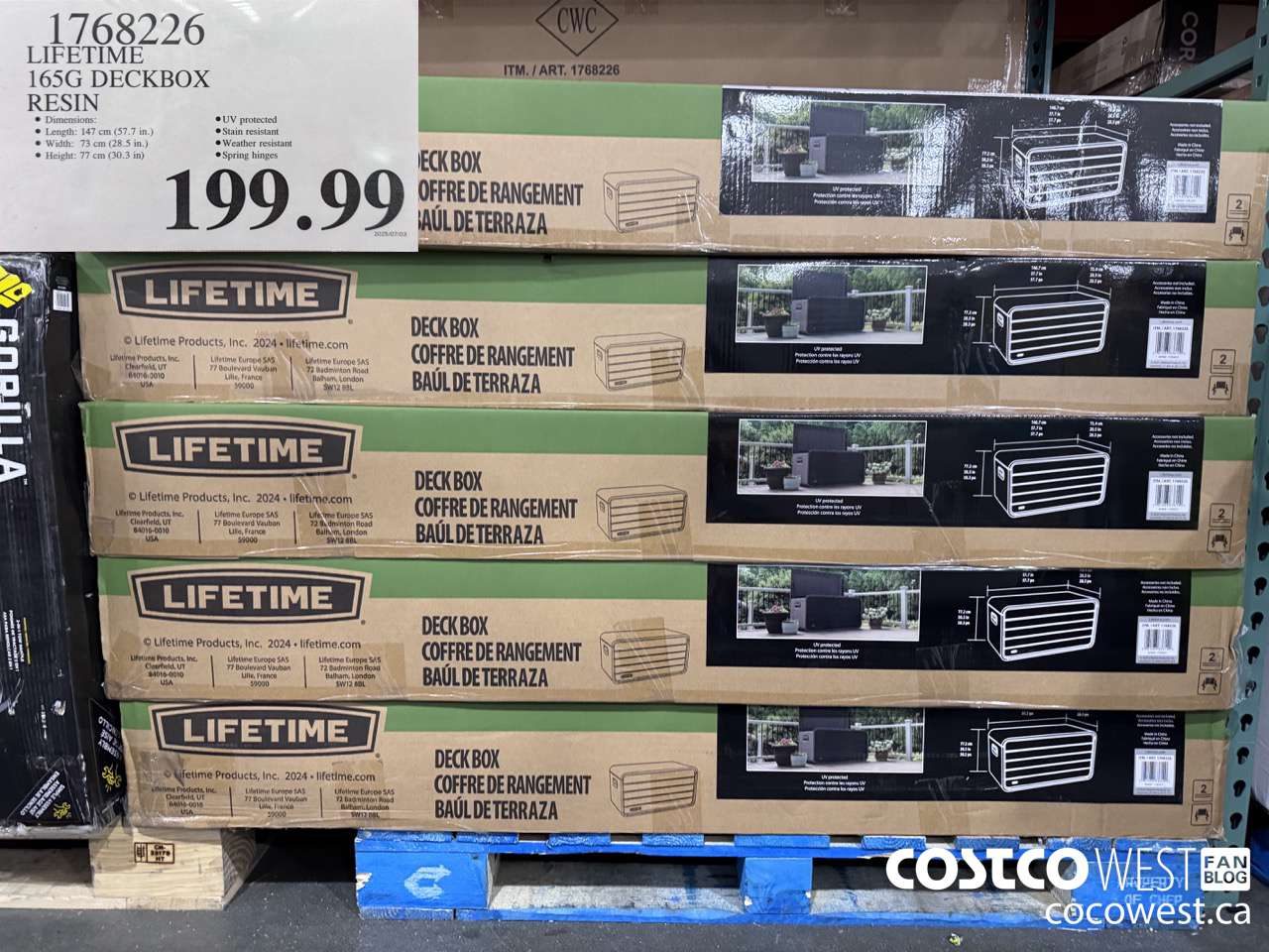 1768226 LIFETIME 165G DECKBOX RESIN $199.99