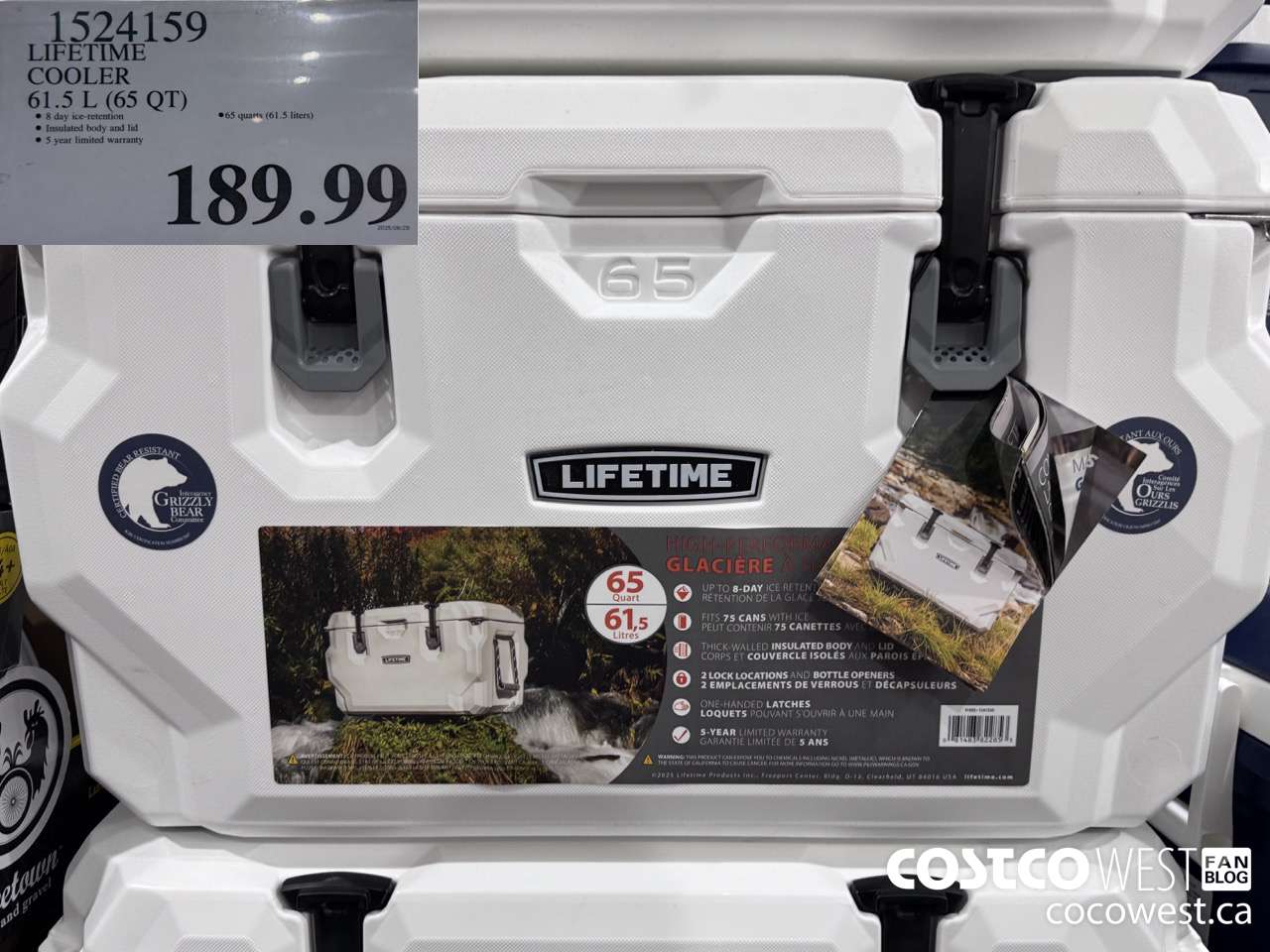 1524159 LIFETIME COOLER 61.5L (65QT) $189.99