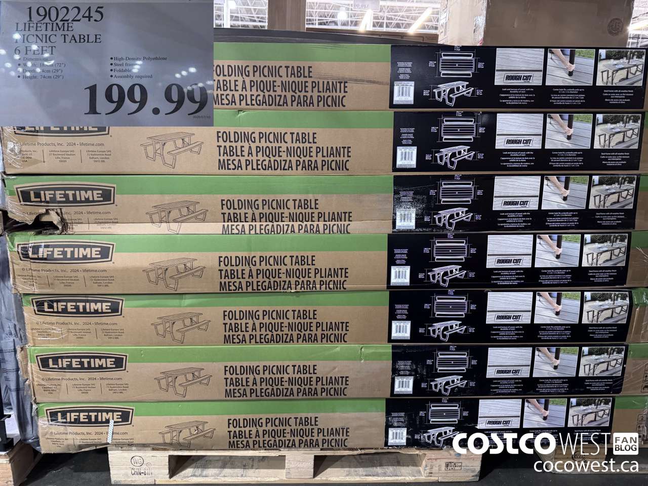 1902245 LIFETIME PICNIC TABLE 6 FEET $199.99