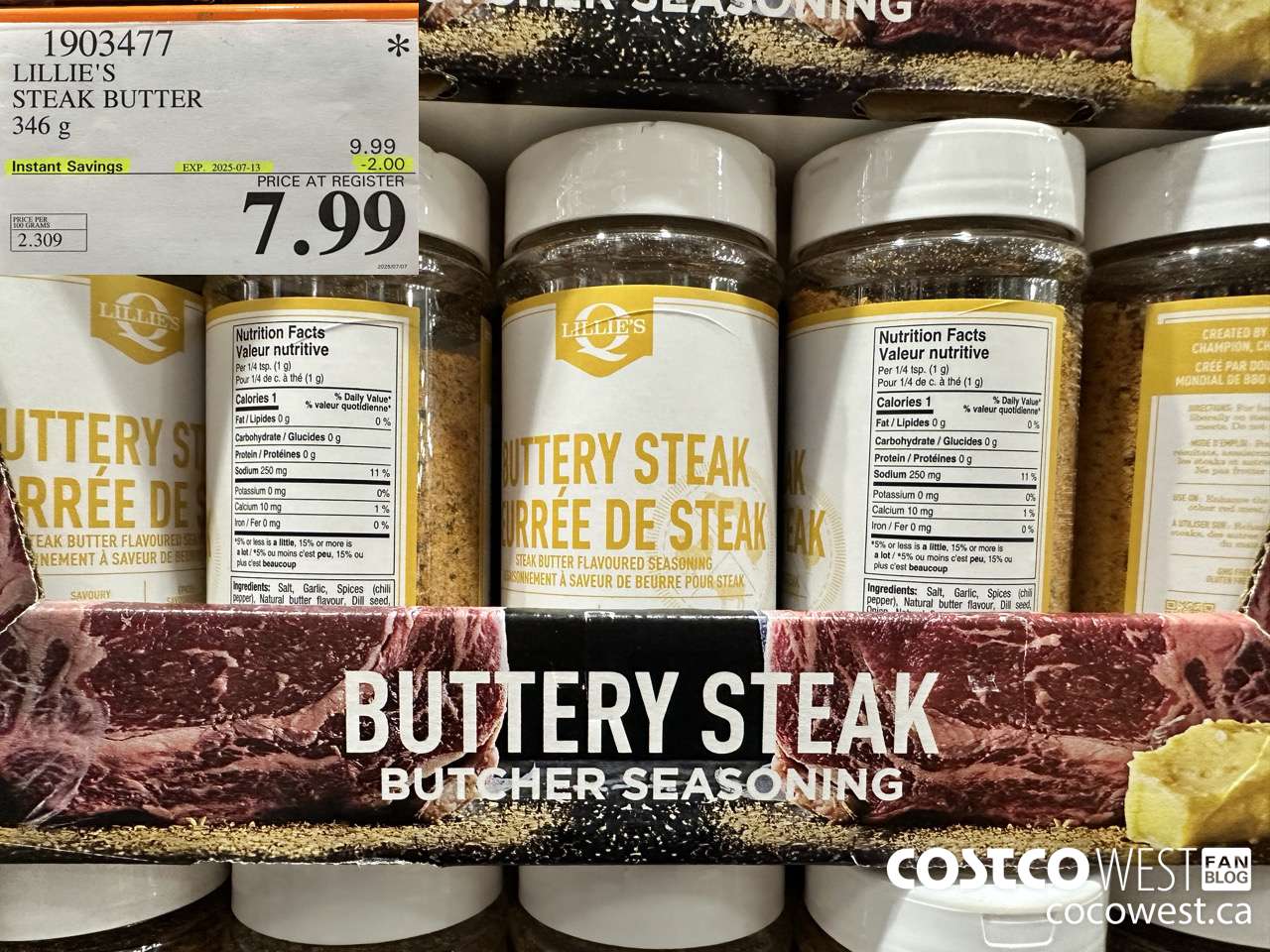 1903477 LILLIE'S STEAK BUTTER 346G ($2.00 INSTANT SAVINGS EXPIRES ON 2025-07-13) $7.99