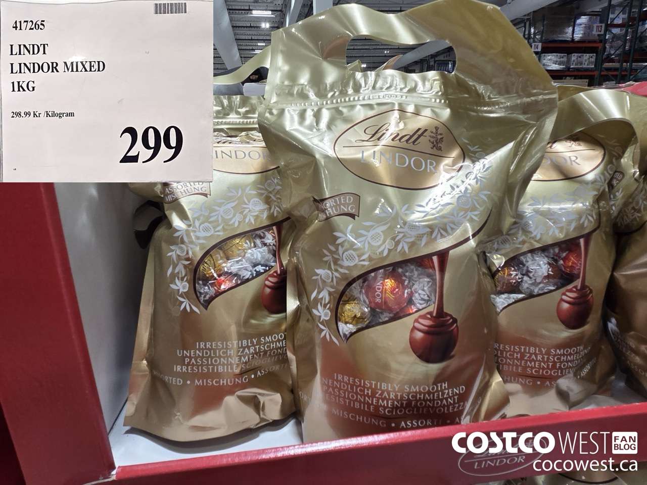 417265 LINDT LINDOR MIXED 1KG $299.00