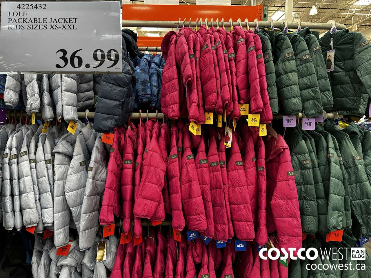 4225432 LOLE PACKABLE JACKET KIDS SIZES XS-XXL $36.99