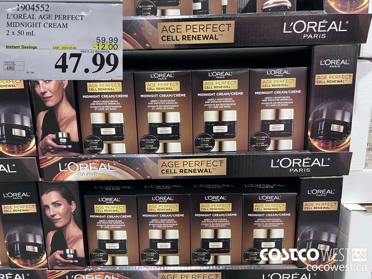 1904552 L'OREAL AGE PERFECT MIDNIGHT CREAM 2 X 50ML ($12.00 INSTANT SAVINGS EXPIRES ON 2025-07-06) $47.99