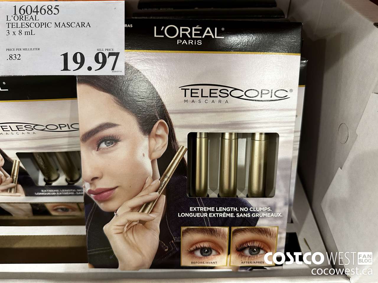 1604685 L'OREAL TELESCOPIC MASCARA 3 X 8 ML (0.27 FL. OZ) $19.97