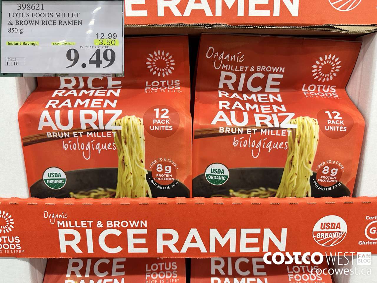 398621 LOTUS FOODS MILLET & BROWN RICE RAMEN 850 g ($3.50 INSTANT SAVINGS EXPIRES ON 2025-07-13) $9.49