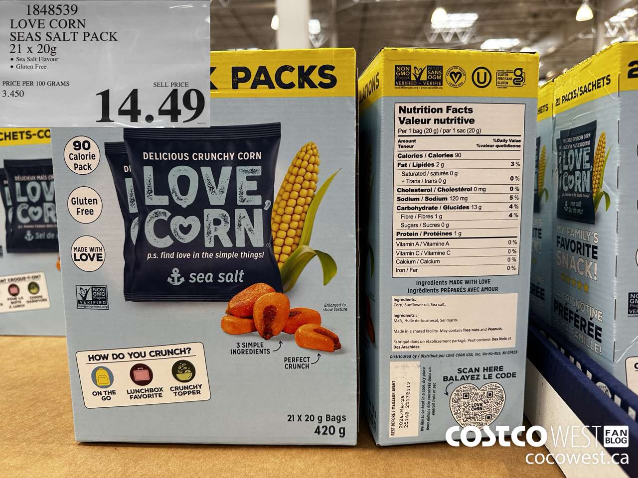 1848539 LOVE CORN SEAS SALT PACK 21 X 20G $14.49