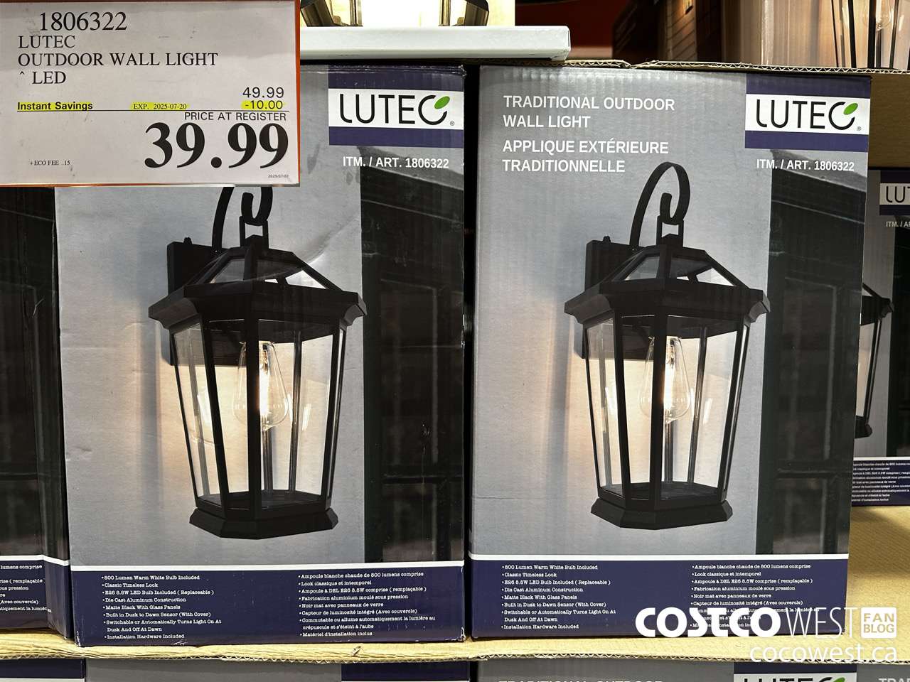 1806322 LUTEC OUTDOOR WALL LIGHT LED ($10.00 INSTANT SAVINGS EXPIRES ON 2025-07-20) $39.99
