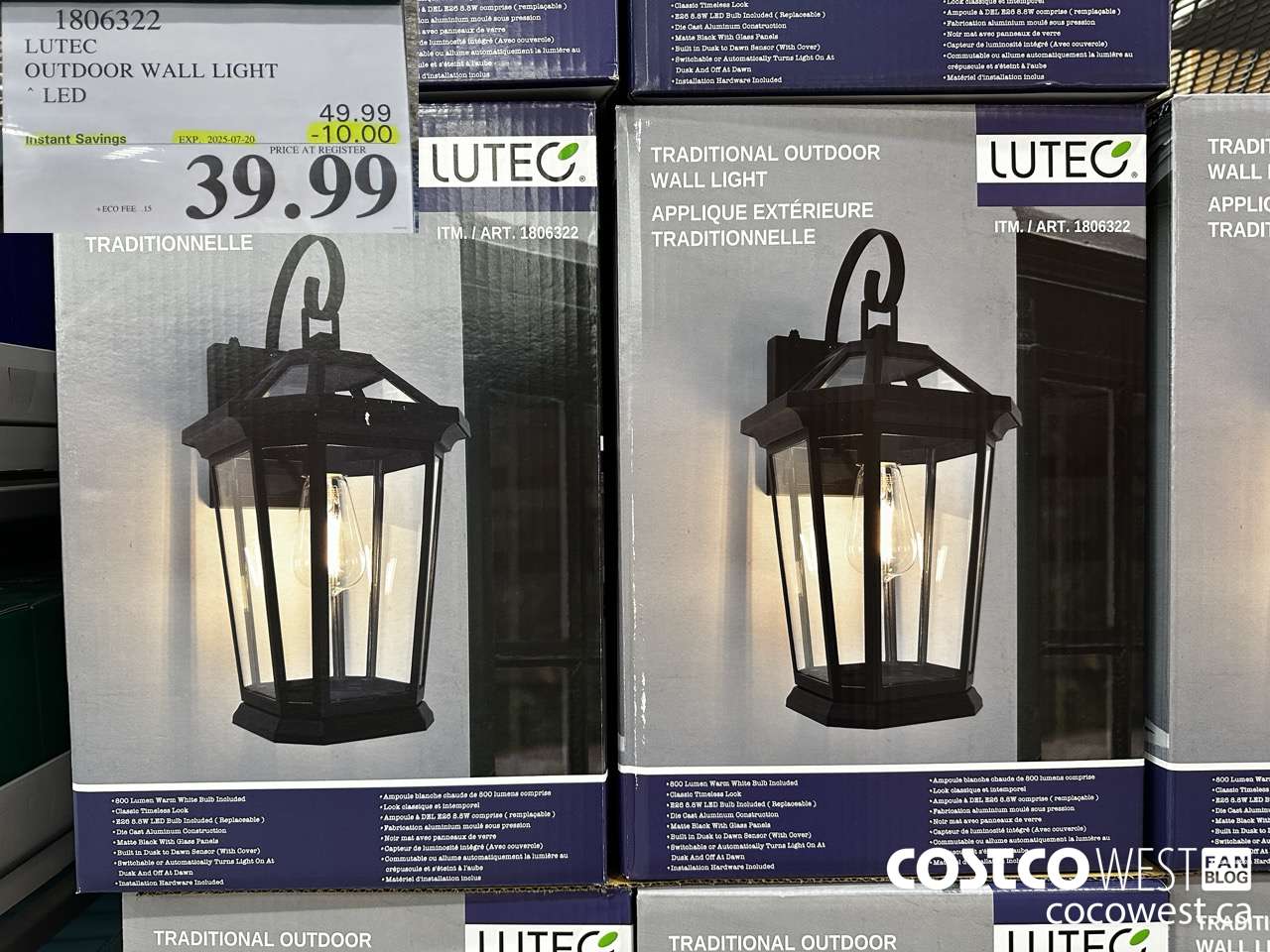 1806322 LUTEC OUTDOOR WALL LIGHT LED ($10.00 INSTANT SAVINGS EXPIRES ON 2025-07-20) $39.99
