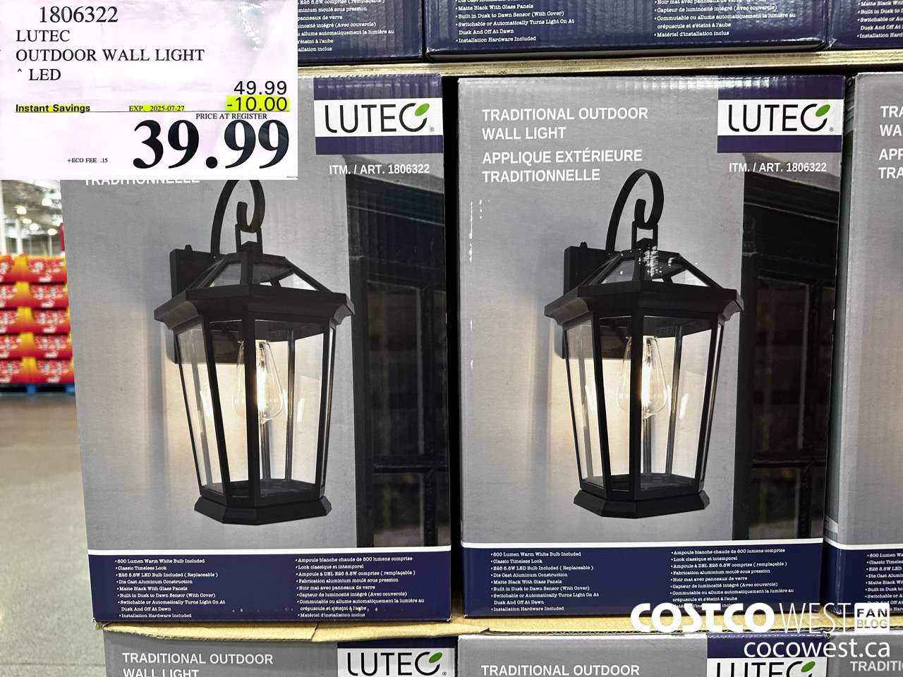 1806322 LUTEC OUTDOOR WALL LIGHT LED ($10.00 INSTANT SAVINGS EXPIRES ON 2025-07-27) $39.99