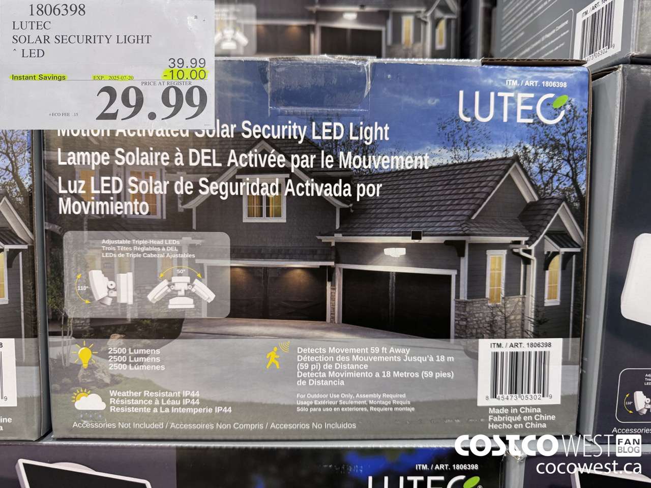 1806398 LUTEC SOLAR SECURITY LIGHT LED ($10.00 INSTANT SAVINGS EXPIRES ON 2025-07-20) $29.99
