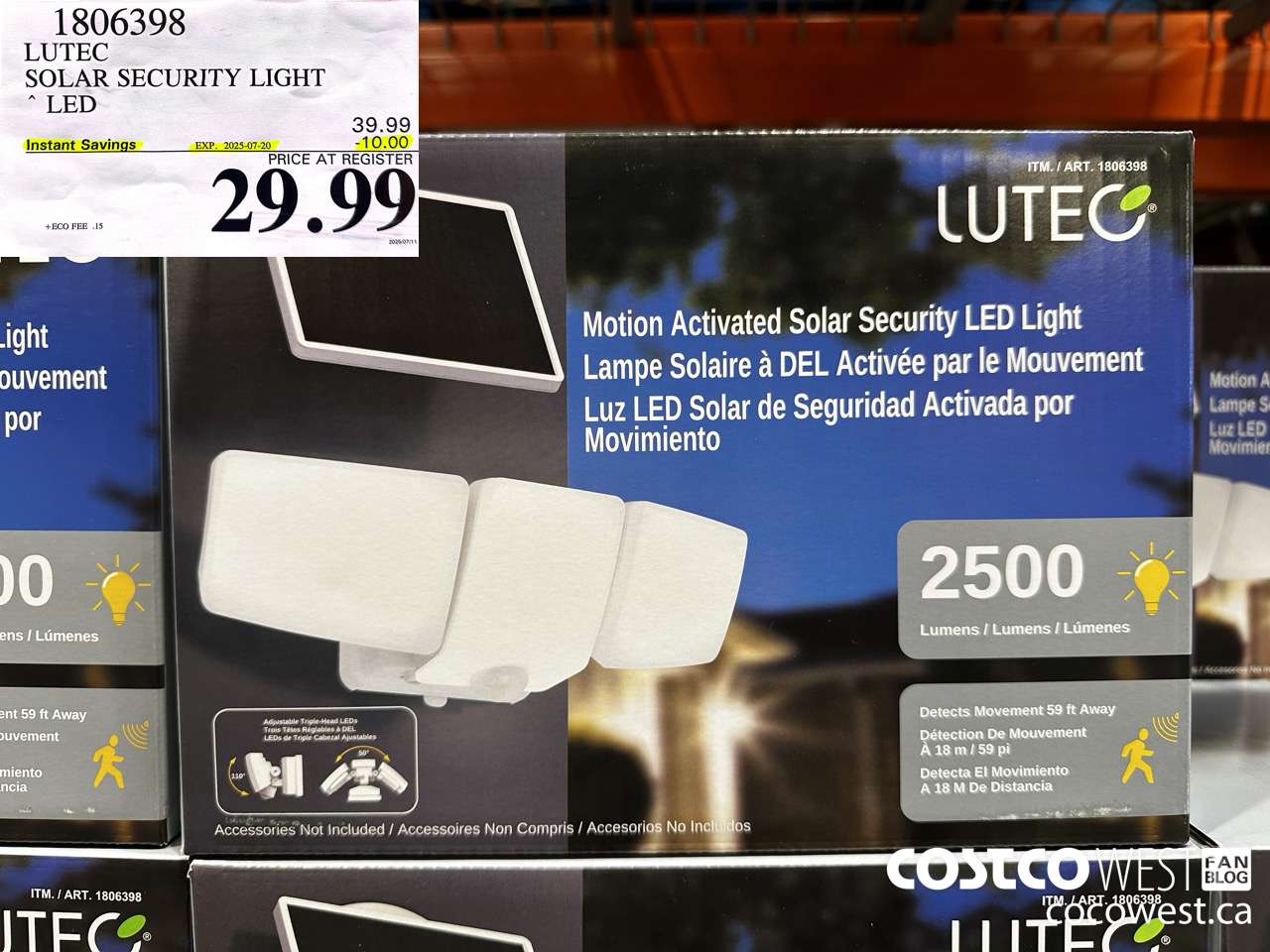 1806398 LUTEC SOLAR SECURITY LIGHT LED ($10.00 INSTANT SAVINGS EXPIRES ON 2025-07-20) $29.99