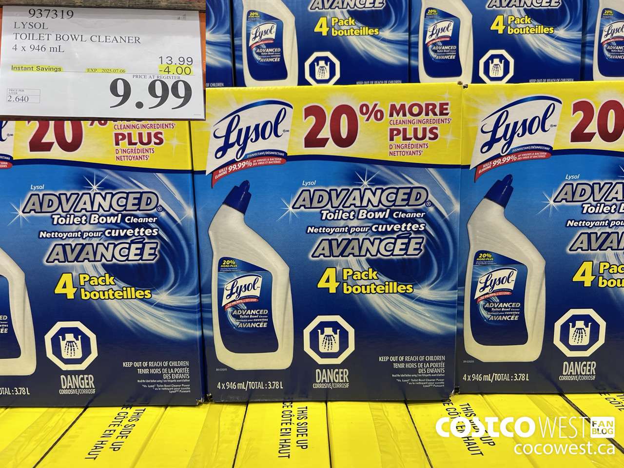 937319 LYSOL TOILET BOWL CLEANER 4 x 946 ML ($4.00 INSTANT SAVINGS EXPIRES ON 2025-07-06) $9.99