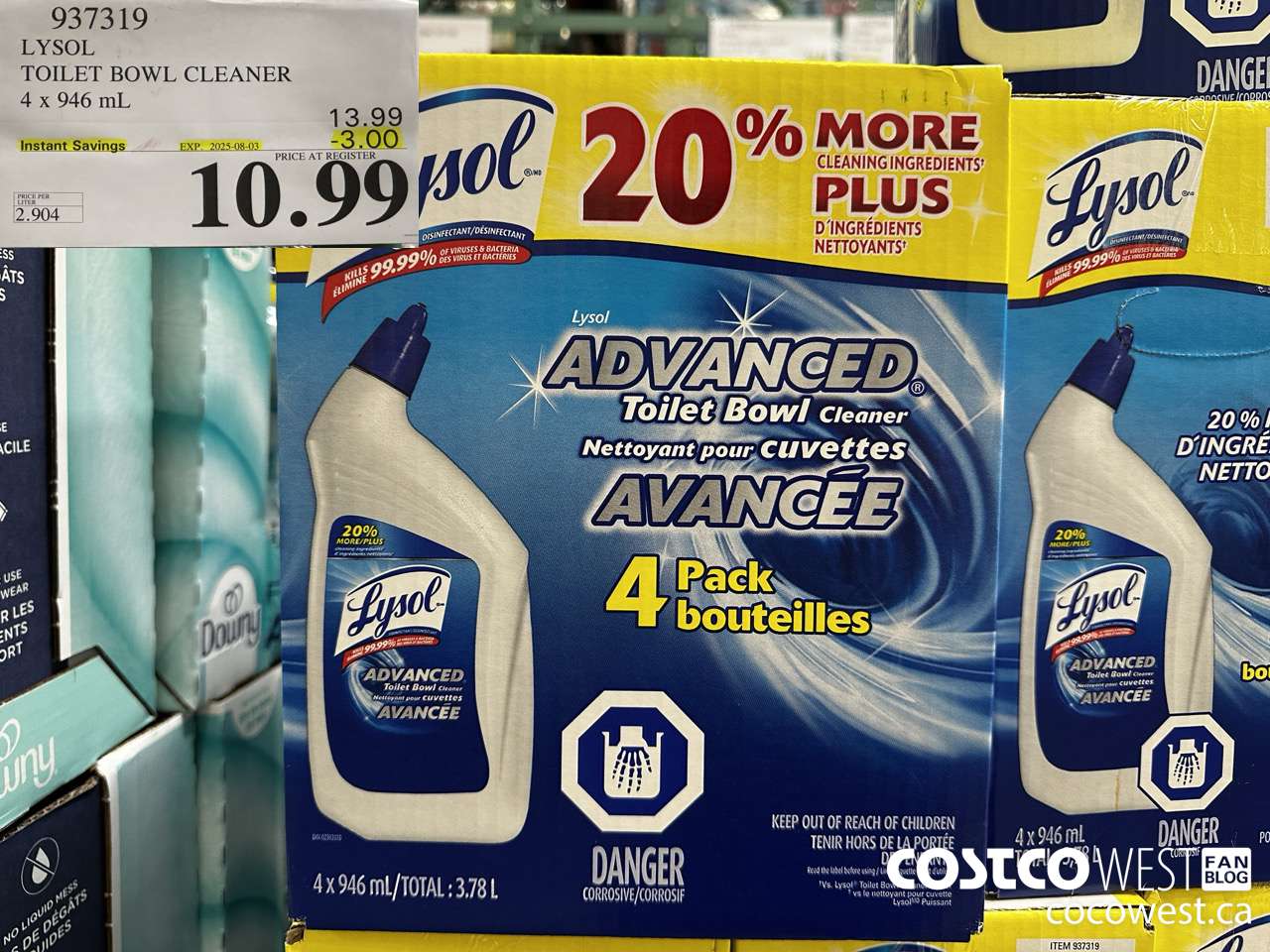 937319 LYSOL TOILET BOWL CLEANER 4 x 946 ML ($3.00 INSTANT SAVINGS EXPIRES ON 2025-08-03) $10.99