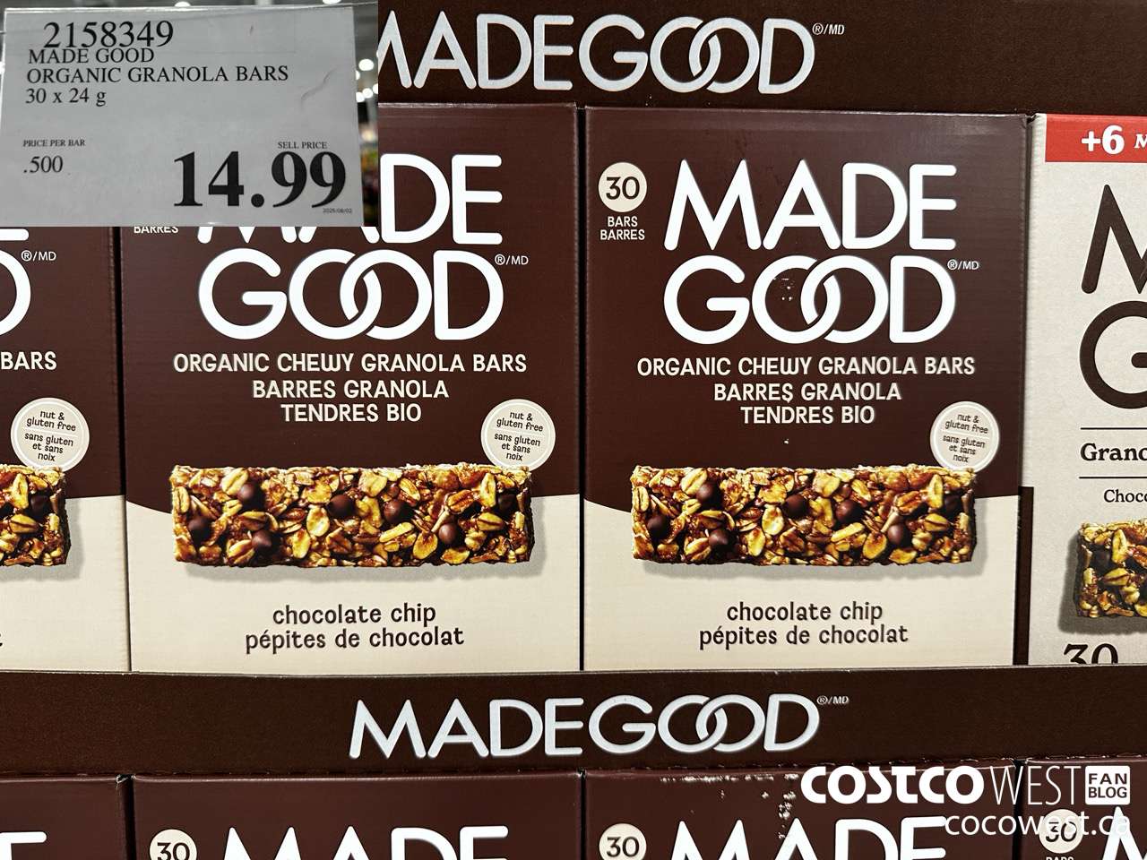 2158349 MADE GOOD ORGANIC GRANOLA BARS 30 X 24G $14.99