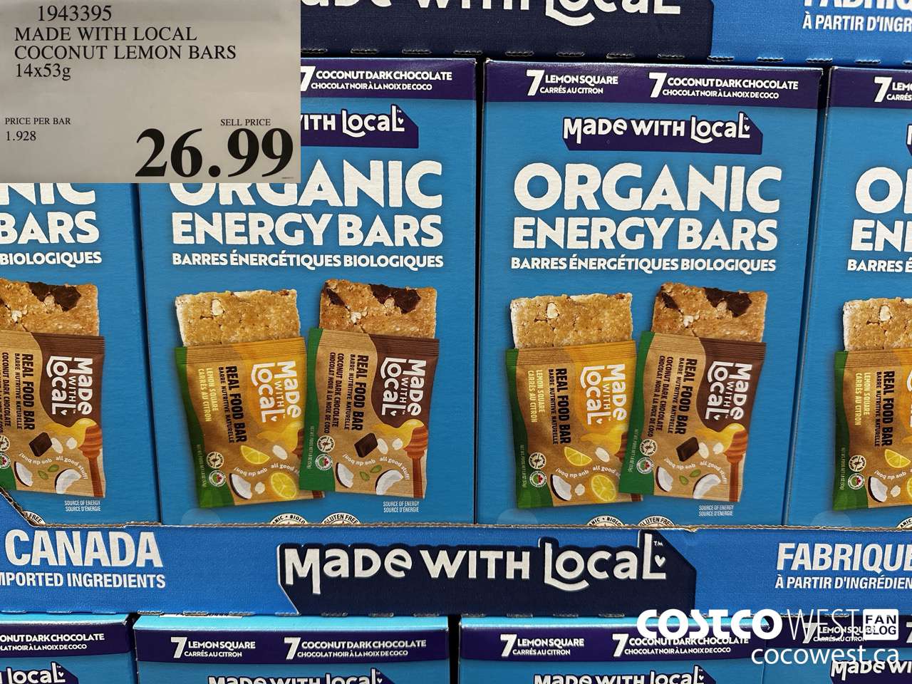 1943395 MADE WITH LOCAL COCONUT LEMON BARS 14 X 53G $26.99