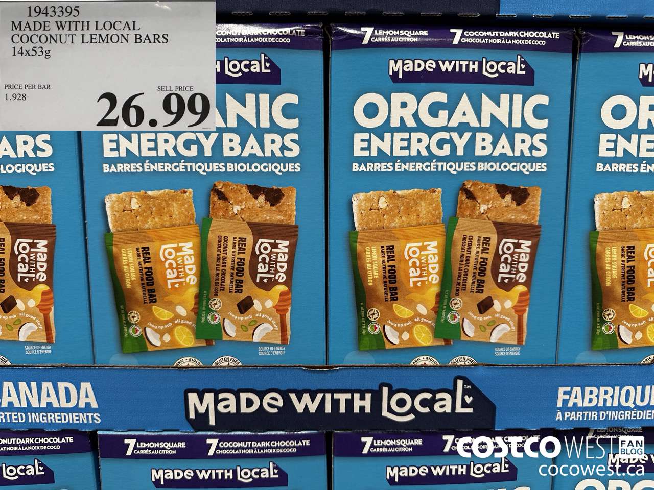 1943395 MADE WITH LOCAL COCONUT LEMON BARS 14 X 53G $26.99