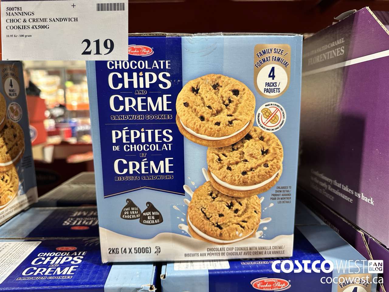 500781 MANNINGS CHOC & CREME SANDWICH COOKIES 4 X 500G $219.00