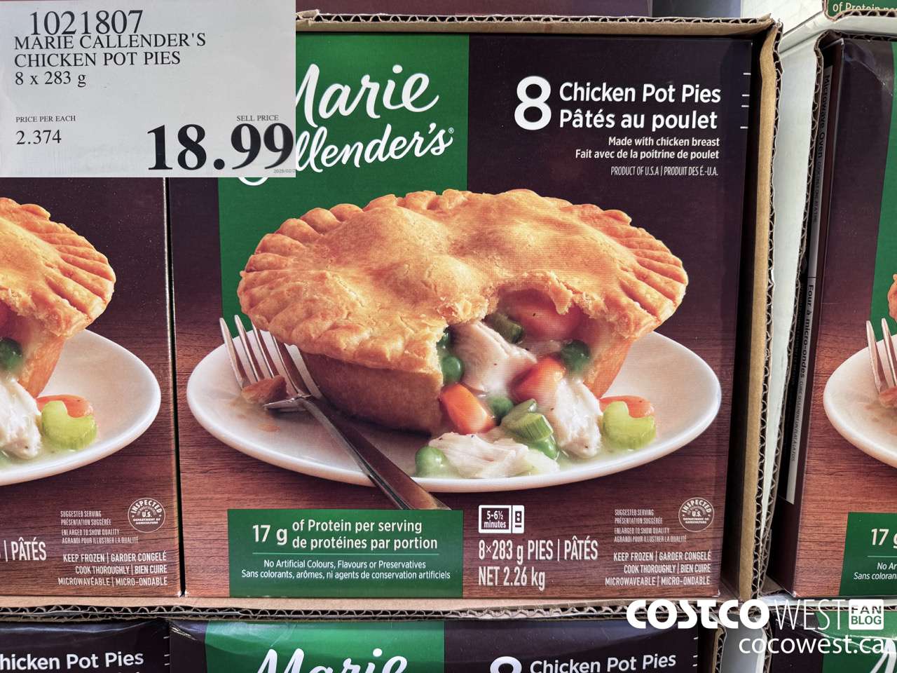 1021807 MARIE CALLENDER'S CHICKEN POT PIES 8 x 283 g $18.99