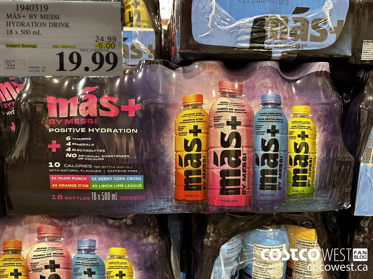 1940319 MAS+ SPORT DRINK VARIETY 18 X 500ML ($5.00 INSTANT SAVINGS EXPIRES ON 2025-07-13) $19.99