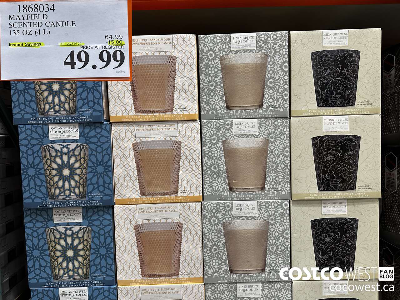 1868034 MAYFIELD SCENTED CANDLE 135 OZ (4L) ($15.00 INSTANT SAVINGS EXPIRES ON 2025-07-20) $49.99