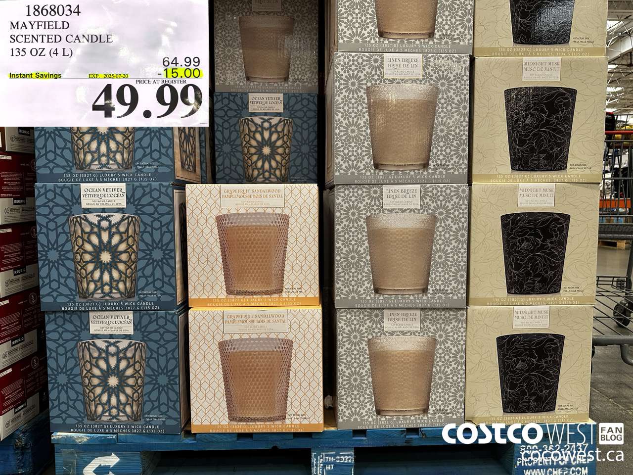 1868034 MAYFIELD SCENTED CANDLE 135 OZ (4L) ($15.00 INSTANT SAVINGS EXPIRES ON 2025-07-20) $49.99