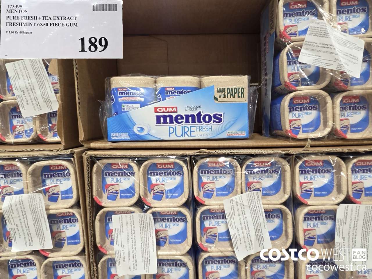 173395 MENTOS PURE FRESH+ TEA EXTRACT FRESHMINT 6X50 PIECE GUM $189.00